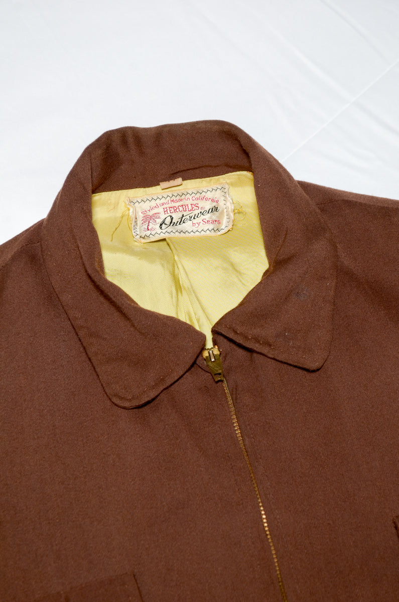 60’s HERCULES rayon Gabardine jacket Vintage 40s 50s Hercules Gabardine Jacket Coat Mens Large
