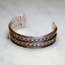 Load image into Gallery viewer, Fred Harvey Era “Navajo” Handmade Triple Triangle Bungle