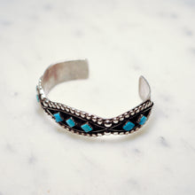 Load image into Gallery viewer, Fred Harvey Era “Navajo” Handmade Rhombus Turquoise Studs Bangle
