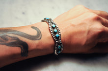 Load image into Gallery viewer, Fred Harvey Era “Navajo” Handmade Rhombus Turquoise Studs Bangle