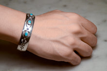 Load image into Gallery viewer, Fred Harvey Era “Navajo” Handmade Triple Turquoises Bungle