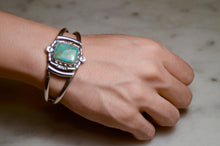 Load image into Gallery viewer, Fred Harvey Era “Navajo” Handmade Huge Square Turquoise Bungle