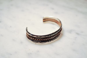 Fred Harvey Style “Navajo” Handmade Twisted Wire Stamp Bangle