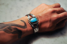 Load image into Gallery viewer, Fred Harvey Style “Navajo” Handmade Turquoise Bangle
