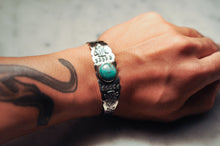 Load image into Gallery viewer, Fred Harvey Era “Navajo” Handmade Turquoise Allow Head Bangle
