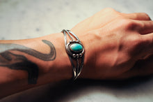 Load image into Gallery viewer, Fred Harvey Era “Navajo” Handmade Twisted Wire Turquoise Bangle
